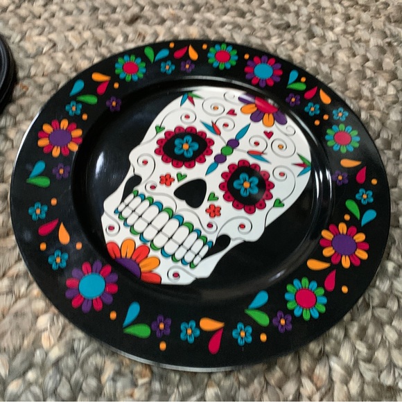 Dia de los Muertos skulls decor party serving tray plate NEW Day of the dead 3pc - Picture 5 of 9